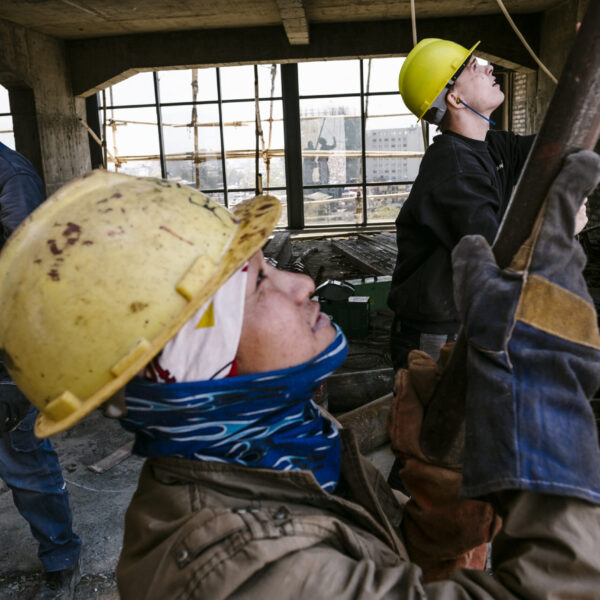 Kathmandu, Nepal. Manoj Kumar Magar working with Jonas and Christian.